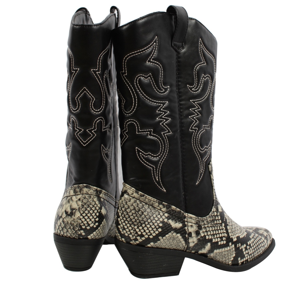 Grey Python Knee High High Pull on Boots - Picture 5 of 8